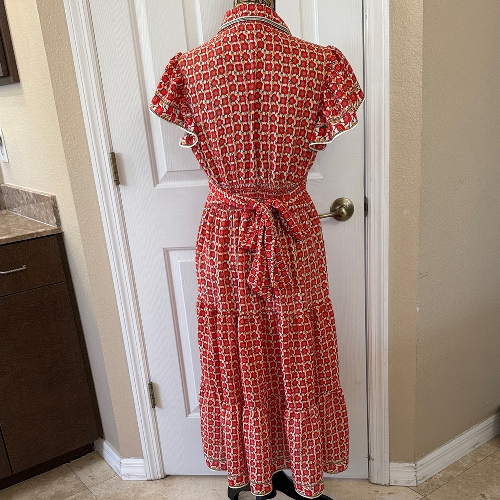 Max Studio Red Printed Asymmetrical Midi Dress - Picture 2 of 2